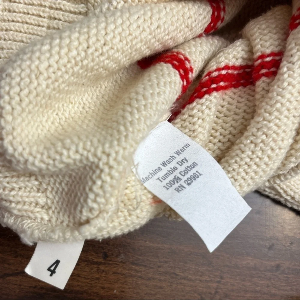 Par Four Sweater Vintage 90’s Deadstock Cream Red Stripes 100% Cotton Golf EUC - Picture 12 of 15
